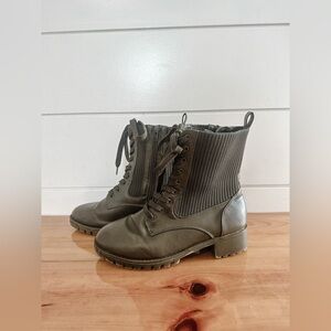 Army Green Combat Boots - Lace Front/Side Zip - Penn 8WW